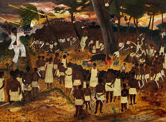 Painting of Bwa Kayiman Ceremony by Nicole Jean-Louis